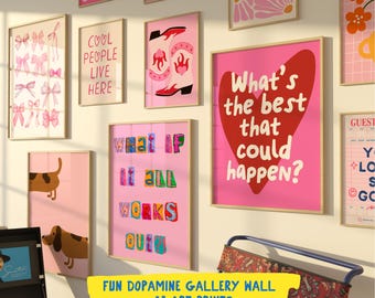 Fun Gallery Wall Art Set, 12 Art Prints, Eclectic Poster Set, Dopamine Maximalist Wall Art, Teen Girl Room Decor, Whimsy (Digital Download)