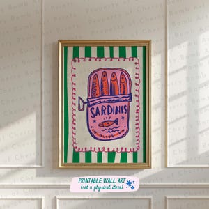 Färgglad sardintavla, väggkonst med skaldjur i köket (digital nedladdning) bild 9