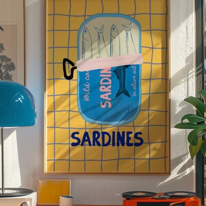 Sardines Art Print, Colorful Seafood Kitchen Wall Art (Digital Download) image 8