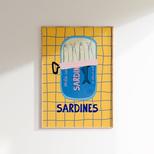 Sardines Art Print, Colorful Seafood Kitchen Wall Art (Digital Download) image 9