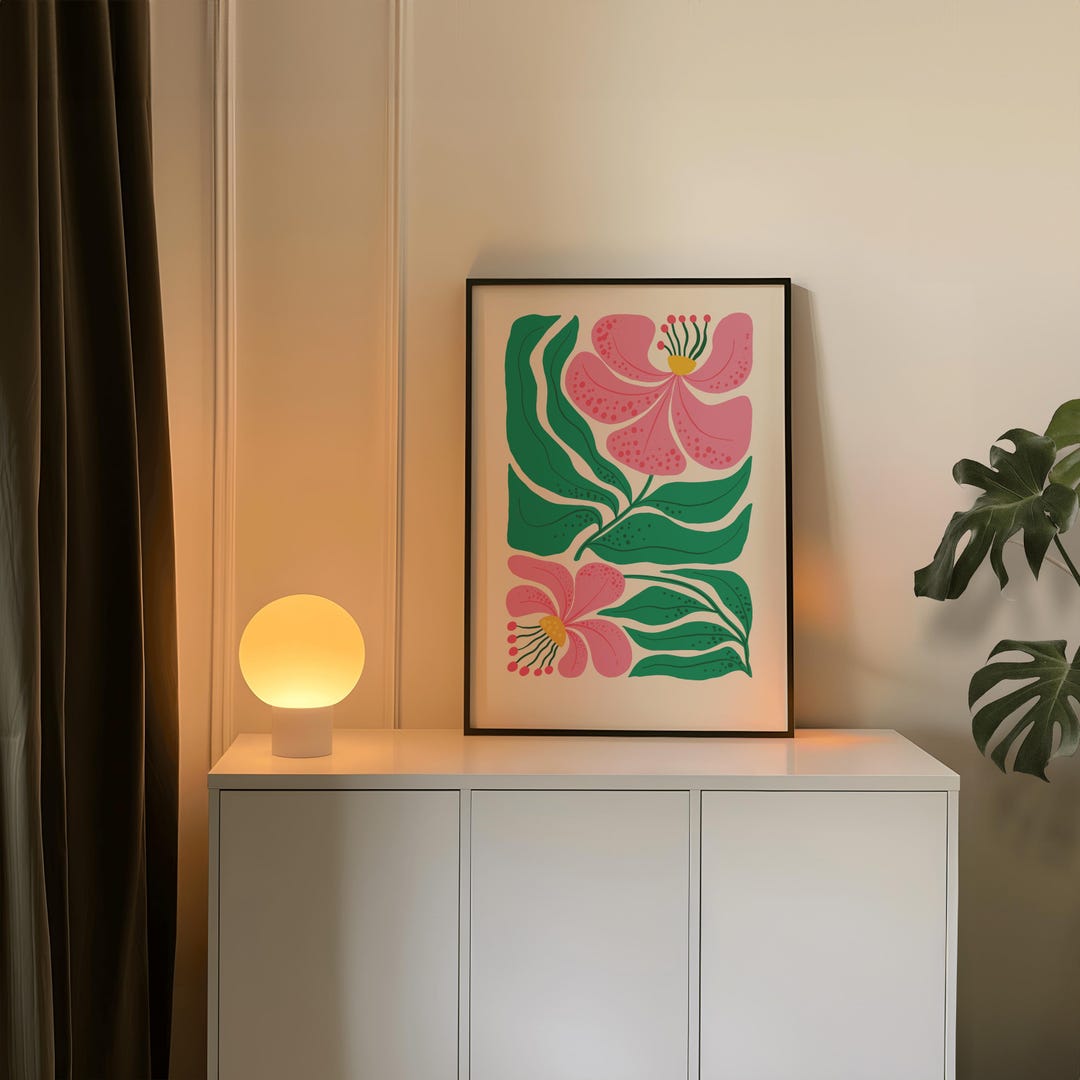 Abstract Floral Botanical Print, Retro Boho Art (digital Download) - Etsy