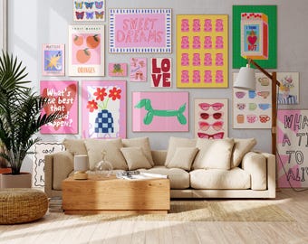 Eclectic Gallery Wall Art Prints, Dopamine Decor (Digital Download)