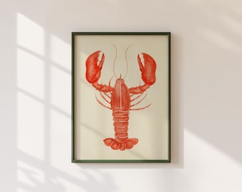 Vintage Lobster Print, Seafood Kitchen Wall Art (Digital Download)