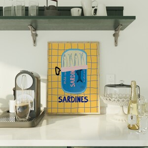 Sardines Art Print, Colorful Seafood Kitchen Wall Art (Digital Download) image 6