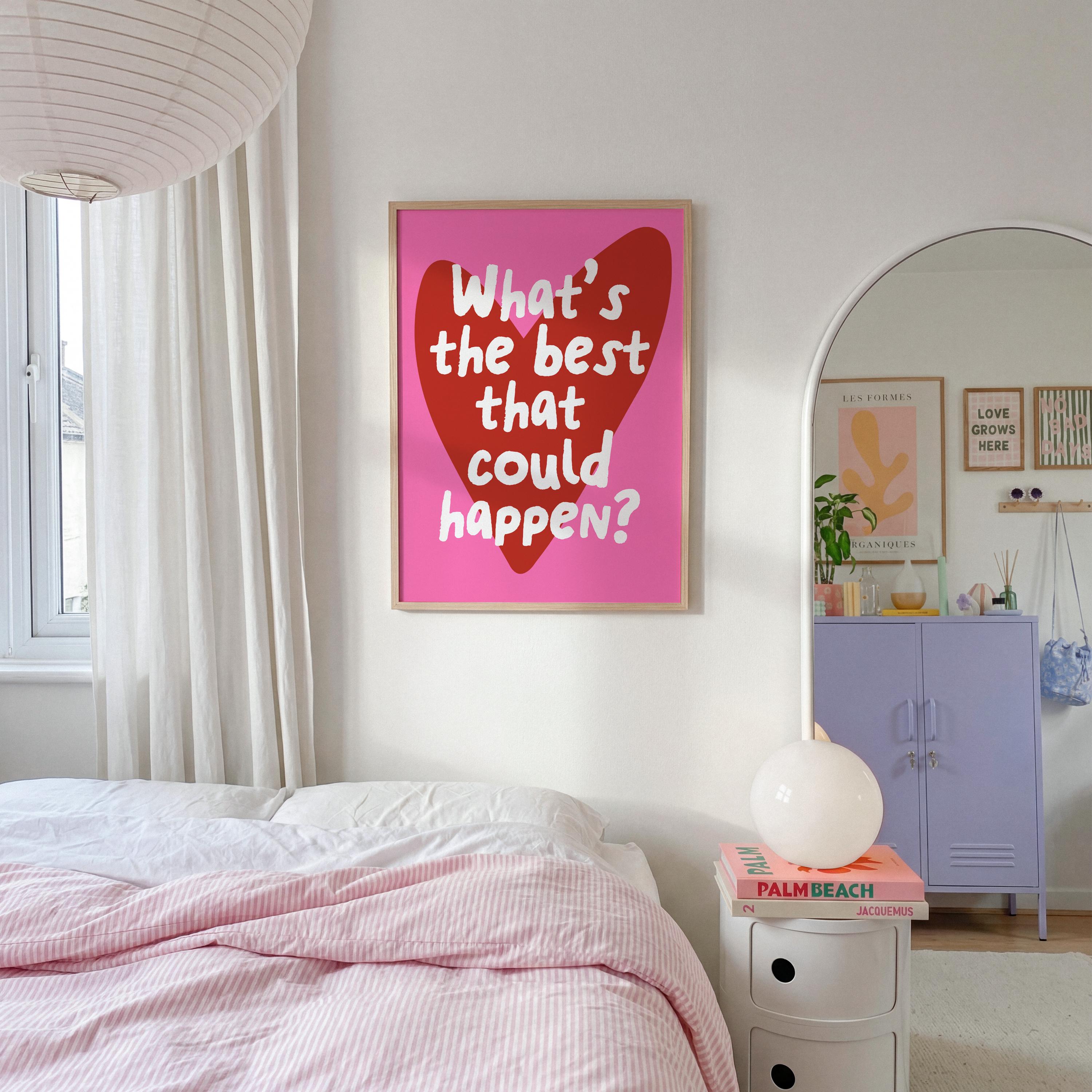 Uplifting Quote Art Print, Pink Preppy Wall Decor, What's the Best That ...