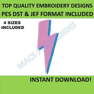 Lightning bolt embroidery design, Machine embroidery file, Instant download, 4 Sizes, Embroidery jef Machine Designs jef instant download