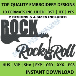 Guitar Embroidery Design Rock And Roll Machine Embroidery Pattern Machine Embroidery Design Music Rock Roll Embroidery Instant Download
