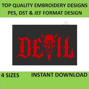 Devil Embroidery Design, Devil Embroidery machine File, Devil Biker Jackets Design, Devil Embroidery Pattern, 4 sizes instant download