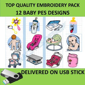 Baby 12 PES-ontwerpen op USB-ontwerpen Machineborduurbestanden Brother Quality Pack pasgeboren familie schattige baby