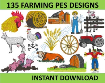 On the Farm 135 PES designs Machine Embroidery files instant download