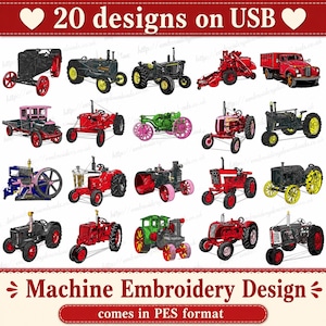 Antique Farm Machinery embroidery designs on USB Machine 20 Embroidery files brother file pack embroider tractor machine