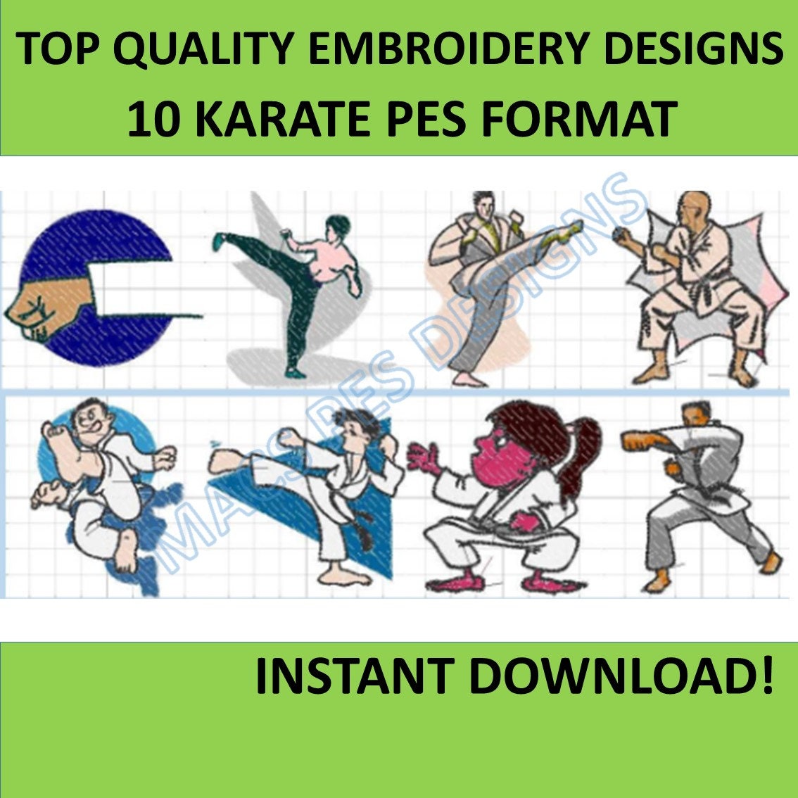Karate Embroidery PES Designs Machine Embroidery Files Instant Download ...