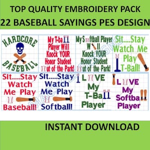 Baseball Embroidery Designs -22 Baseball Saying Embroidery Design - In The Hoop Remote Pocket - In The Hoop Pocket - Baseball Pillow