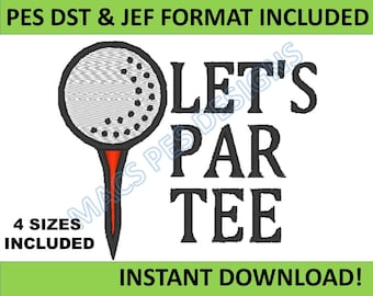 レッツパーティーゴルフボールPES JEF DST刺繍デザイン、pes刺繍、マシンdst刺繍フィルムブラザージェフインスタントダウンロードゴルファースポーツ