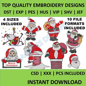 Father Christmas Embroidery Designs PES JEF DST Santa Embroidery Machine 8 pack xmas festive Embroidery Designs xxx shv csd pes exp hus vip