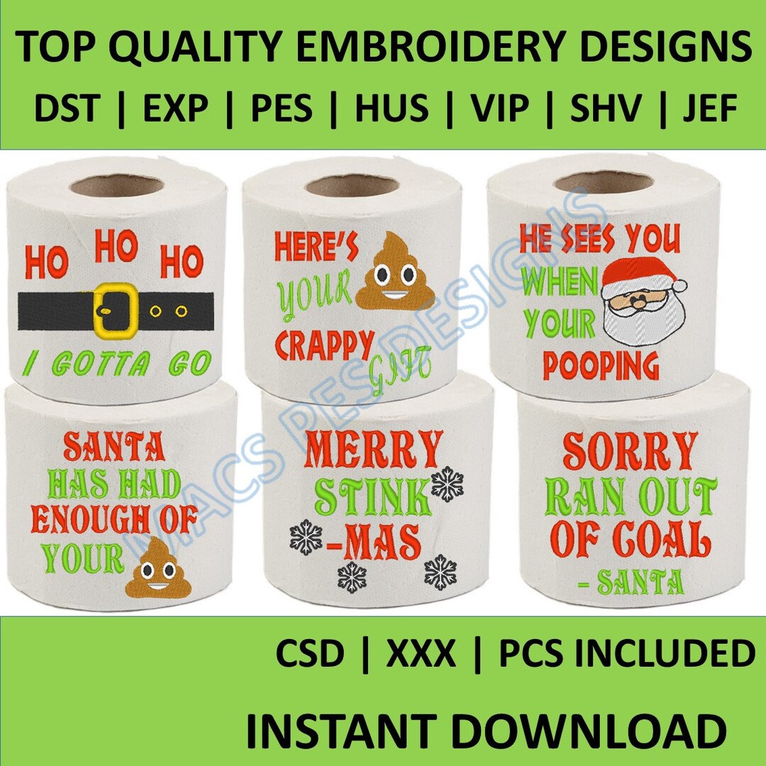 Christmas Toilet Paper Embroidery Designs, Embroidery Designs for
