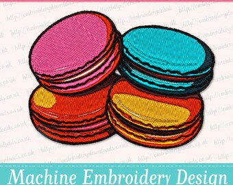 Macaroon Machine Embroidery Design - Artistic Embroidery, Food Embroidery - 4 Sizes - Instant Download embroidery pes dst jef files