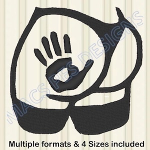 Bordado Handprint Booty, Bum PES JEF DST para Máquina de Bordar, Bordado de bumbum de pêssego jef Machine Design butt Embroidery machine dst file dst ass