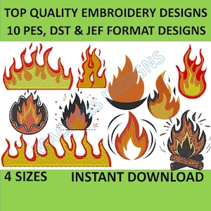 Fires Designs for Embroidery Machine Instant Download digital file stitch cartoon fire instant download fire embroidery pes dst jef designs