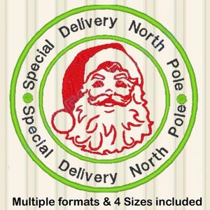 Desenho de bordado de entrega do Papai Noel, emblema do Polo Norte (PES JEF DST)