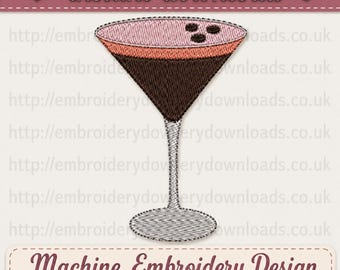 Espresso Martini borduurpatroon, Espresso Martini borduurbestand, cocktail borduurpatroon, mini cocktail borduurbestand downloaden