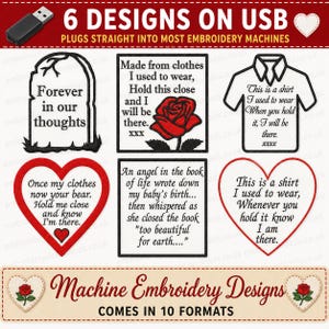 Memorial quotes embroidery 6 PES DST JEF embroidery designs on usb  memory bear embroidery cushion patch xxx Design shv csd pes exp hus vip