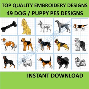 Dogs Puppies Embroidery designs Machine 49 files instant download brother file pack 1 embroider puppy jack russell labrador bulldog pup PES
