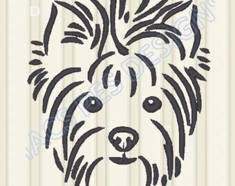 Yorkie Head Embroidery Design - Yorkshire Terrier Machine Embroidery Pattern (Multiple Sizes & Formats Included)