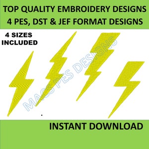 Lightning bolt Embroidery Design PES DST JEF, Download Embroidery Lightning bolt set of 4 with 4 sizes, machine embroidery designs pes dst