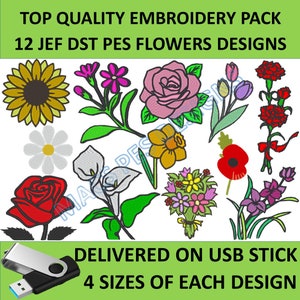 12 Individual Flowers Machine Embroidery Designs on usb or digital , 4 sizes, Mini Bohemian Flower Embroidey, Floral Embroidery Design