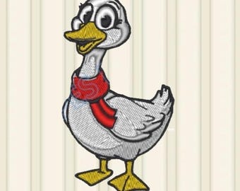 Motif de broderie d'oie mignonne, fichier de broderie machine oie, motif de broderie d'oies mignonnes, broderie d'animaux de la ferme, PES DST JEF, 4 tailles