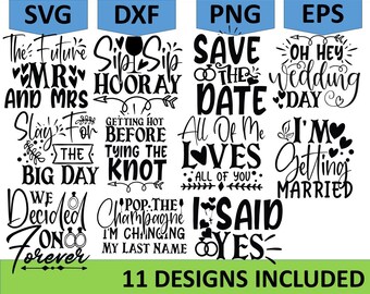 Wedding Svg Bundle, Wedding Monogram Svg, Bride and Groom Svg, Save the Date Svg File for Cricut, Instant Download