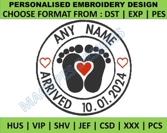Custom birth announcement Embroidery design Files birth stats baby patch Digital PES DST JEF 4x4  personalised embroidery file any name