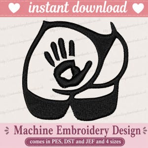 Handprint Booty, Bum PES JEF DST Embroidery Machine, Embroidery peach ass jef Machine Design butt Bordado jef machine dst file dst ass