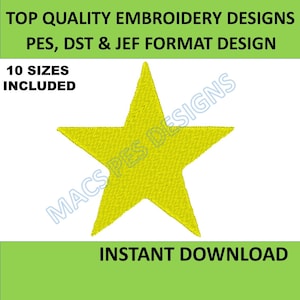 Mini Star Embroidery Design, 10 Sizes, Mini Star Machine Embroidery Design File, Fill Stitch Star Pattern, Star Design embroidery designs