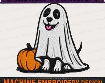 Dog Ghost Embroidery Design, instant download Ghost Halloween Embroidery Design, Halloween Ghost Puppy Paw Embroidery Design, 4 sizes