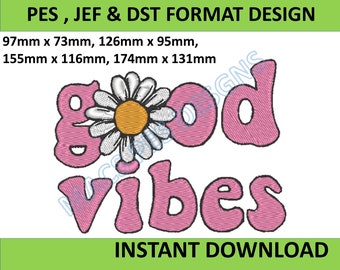 Good Vibes Only Embroidery Design, Positive Embroidery Design, Embroidery Designs for Sweatshirts, Embroidery Designs for Tote Bags