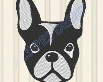 フレンチブルドッグの機械刺繍ファイルデザイン - 5 x 7 インチの