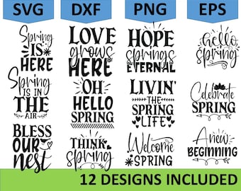 春のSVGバンドル、イースターSVG、春の歓迎SVG、花SVG、春のSVG、春の挨拶SVG、春が来たSVG、春の名言バンドルEPS DXF
