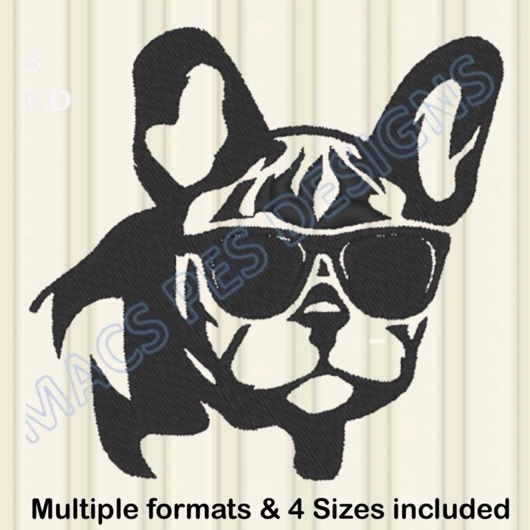 フレンチブルドッグ - 機械刺繍デザイン、フレンチブルドッグの刺繍