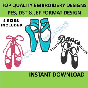 Ballerina Slippers Embroidery Design PES DST JEF, Download Embroidery Ballerina Shoes set of 3 with 4 sizes, machine embroidery designs pes