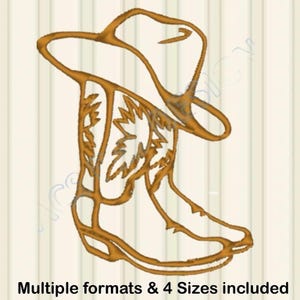 cowboy boot & hat embroidery design – western machine embroidery pattern pack (pes, jef, dst, exp, hus, vip, xxx, shv, csd) – 4 sizes