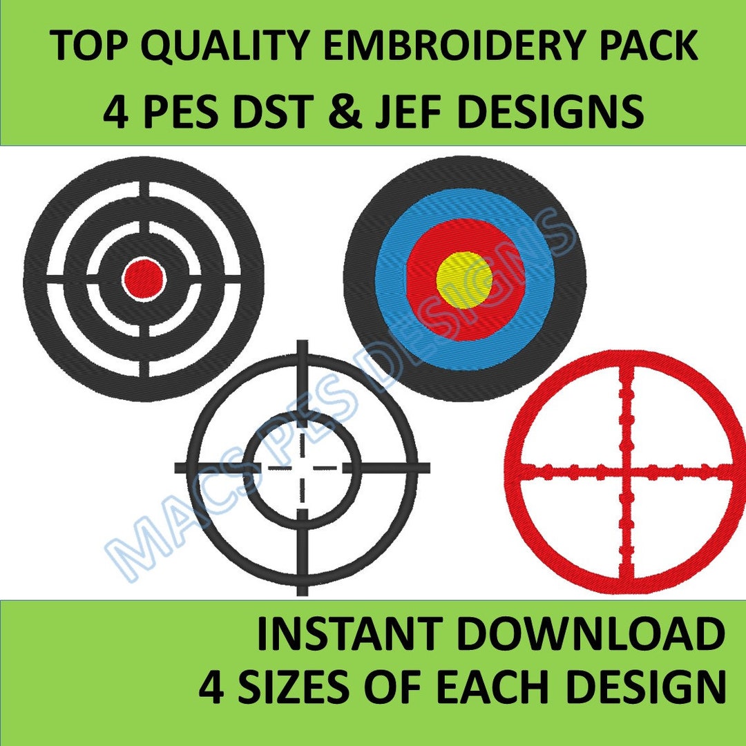 Targets Embroidery PES JEF DST Embroidery Machine 4 Sizes 4 Designs