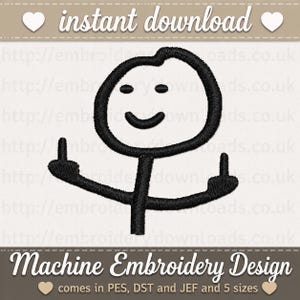 Stickdatei „Fuck Off“ zum sofortigen Download, 5 Größen, freche und lustige Stickman-Motive im PES-, DST- und JEF-Format