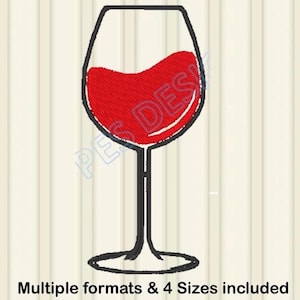 Wine Glass Embroidery Design. Machine Embroidery Wine Pattern. Multi Format Files. Instant Download Digital File Embroidery jef machine