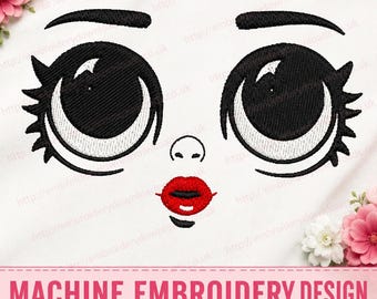 ITH In The Hoop - Precious Doll Face Machine Embroidery File design - 4x4 inch hoop - doll face embroidery 4 sizes instant download