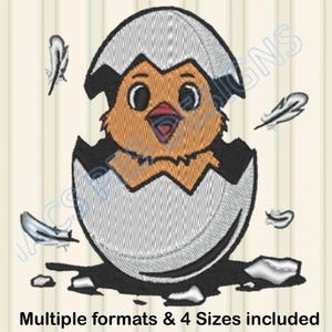 Ostern Küken Maschinenstickerei, Frühlingsstickerei, 4 Größen, sofortiger Download Osterei pes dst jef Dateien