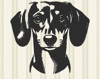 Mini Dachshund Dog Embroidery File Cute Puppy Embroidery Machine File (Digital Download) 4 sizes PES DST JEF sausage dog puppy