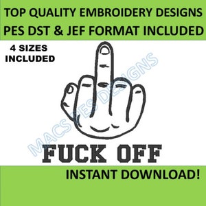 Middle Finger Rude PES JEF DST embroidery designs 4 sizes Machine pes Embroidery file dst embroidery jef instant download brother Adult Fun