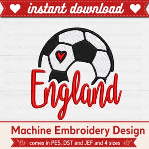 Drapeau de football anglais, broderie DST JEF PES, motif 3 lions. Fichiers de broderie à télécharger instantanément. Coupe du Monde. 4 tailles incluses.